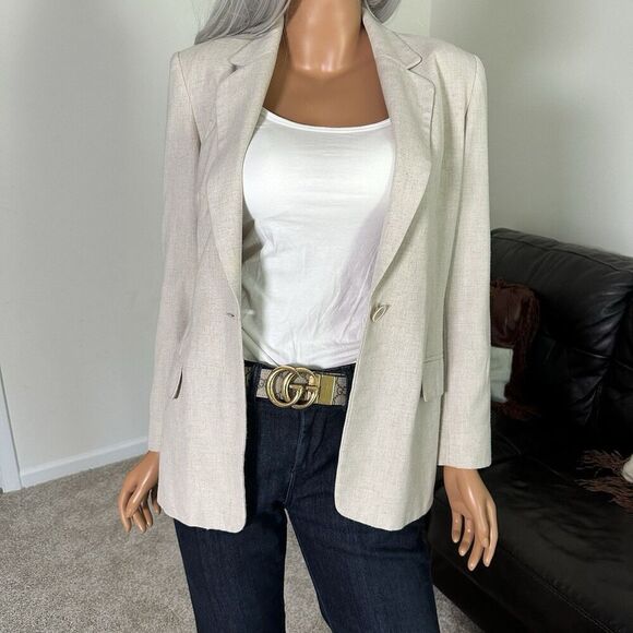 Vtg Pendleton Linen Mix Blazer Jacket 6 Beige Country Western Office Capsule USA - Picture 13 of 13